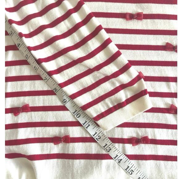 Talbots Petite Poppy Red Striped Bow Sweater Size Large Lightweight Knit‎ Tunic - Picture 10 of 10